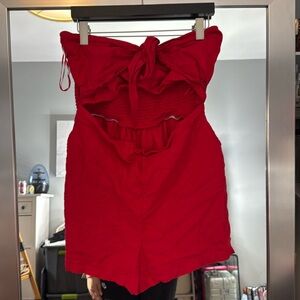 Loft Beach Red Open Belly Romper Sz XL